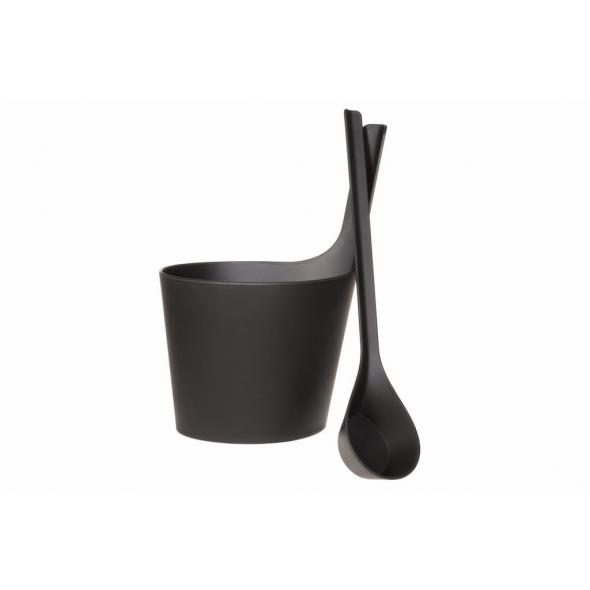 Sauna Equipment: Rento Biocomposite Bucket and Spoon Set (Black) (  )